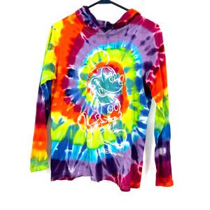 Disney Parks size small rainbow hooded long sleeve shirt top Mickey design front